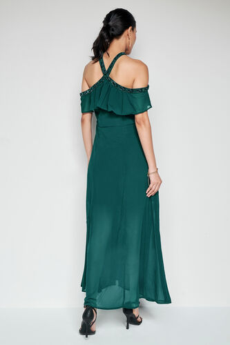 Jewel Wave Flared Dress, Emerald Green, image 5